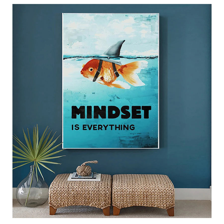 Home Decor Mindset Is Everything Shark Fish Pictures Motivational Nordic Poster For Living Room Wall Art Canvas Painting Printed Home Decor Mindset Is Everything Shark Fish Pictures Motivational Nordic Poster For Living Room Wall Art Canvas Painting Printed